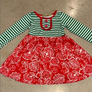 Millie loves Lily Christmas Striped and Floral Long Sleeve Dress size 3